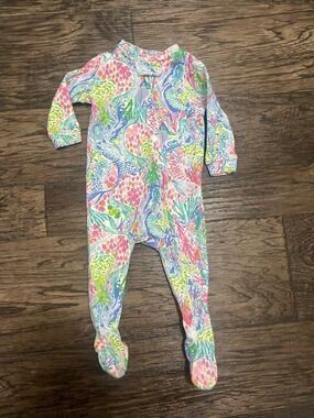 Mermaid's Cove" Lilly Pulitzer Pastel Floral & Seafoam Print Footed One-Piece
